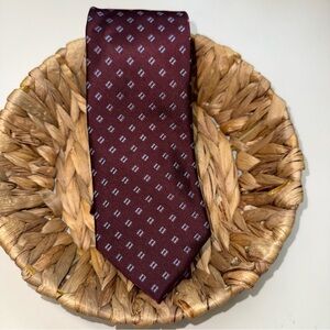 Michael Kors Burgundy & Blue 100% Silk Patterned Tie NWOT